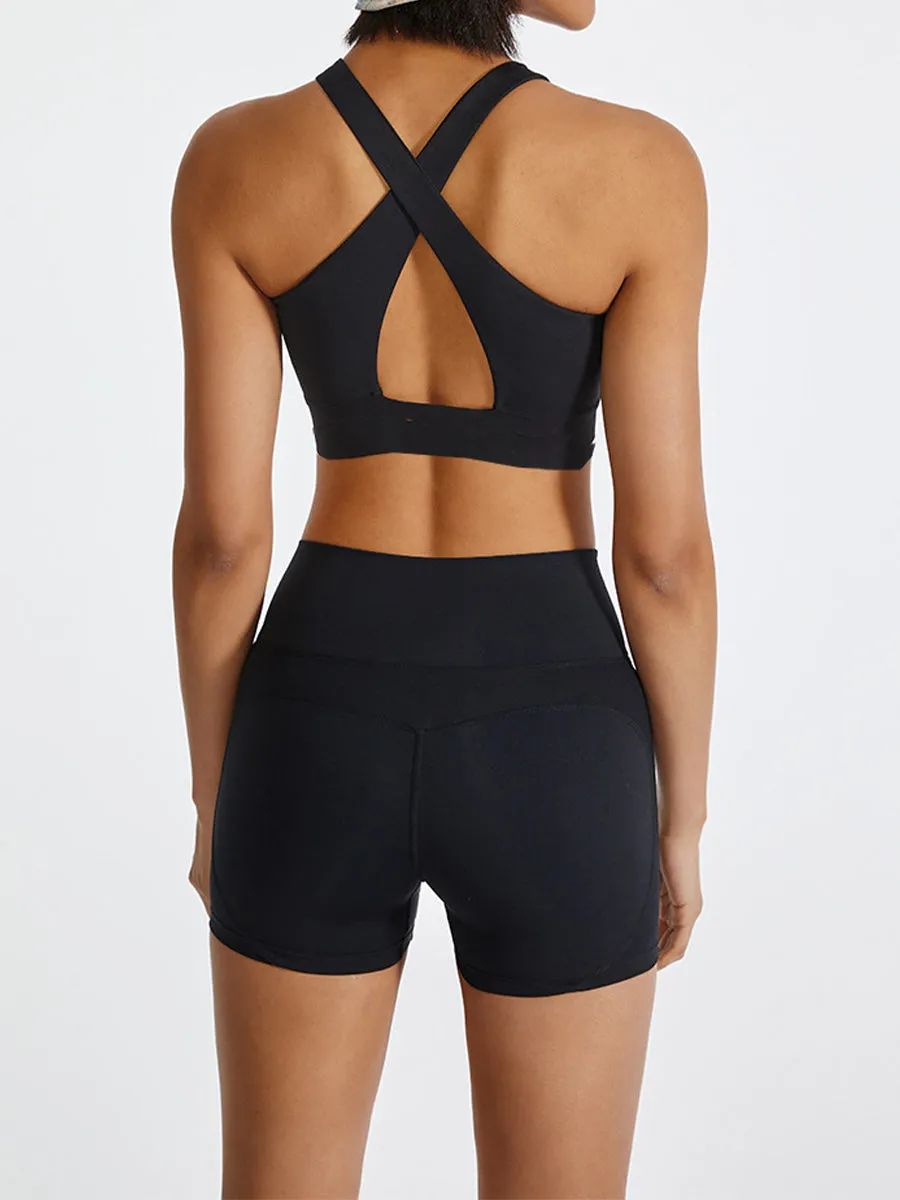 2Pcs Running Shorts Set for Womens Backless Tank Causal Tummy Control Workout Shorts