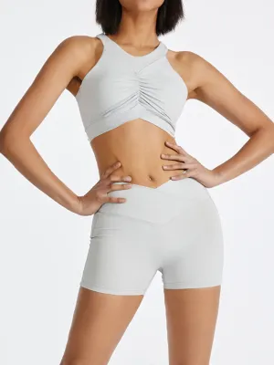 2Pcs Running Shorts Set for Womens Backless Tank Causal Tummy Control Workout Shorts