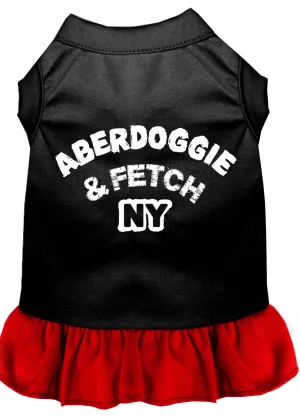 Aberdoggie Ny Screen Print Dog Dress Black With Red Xl