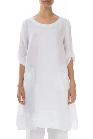 Adjustable Sleeves White Linen Tunic