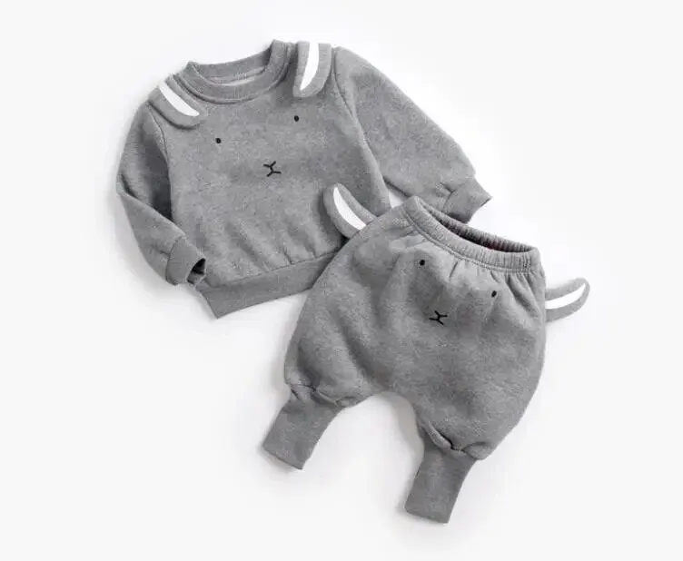 Animal Printed 2Pcs Casual Warm Baby Clothes Sets Tops   Pants