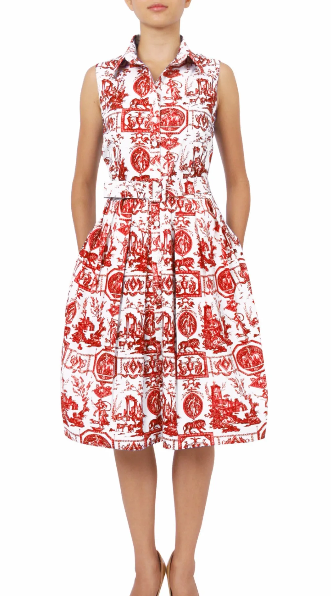Audrey Dress Shirt Collar Sleeveless Regular Cotton Stretch (Toile du Jour)