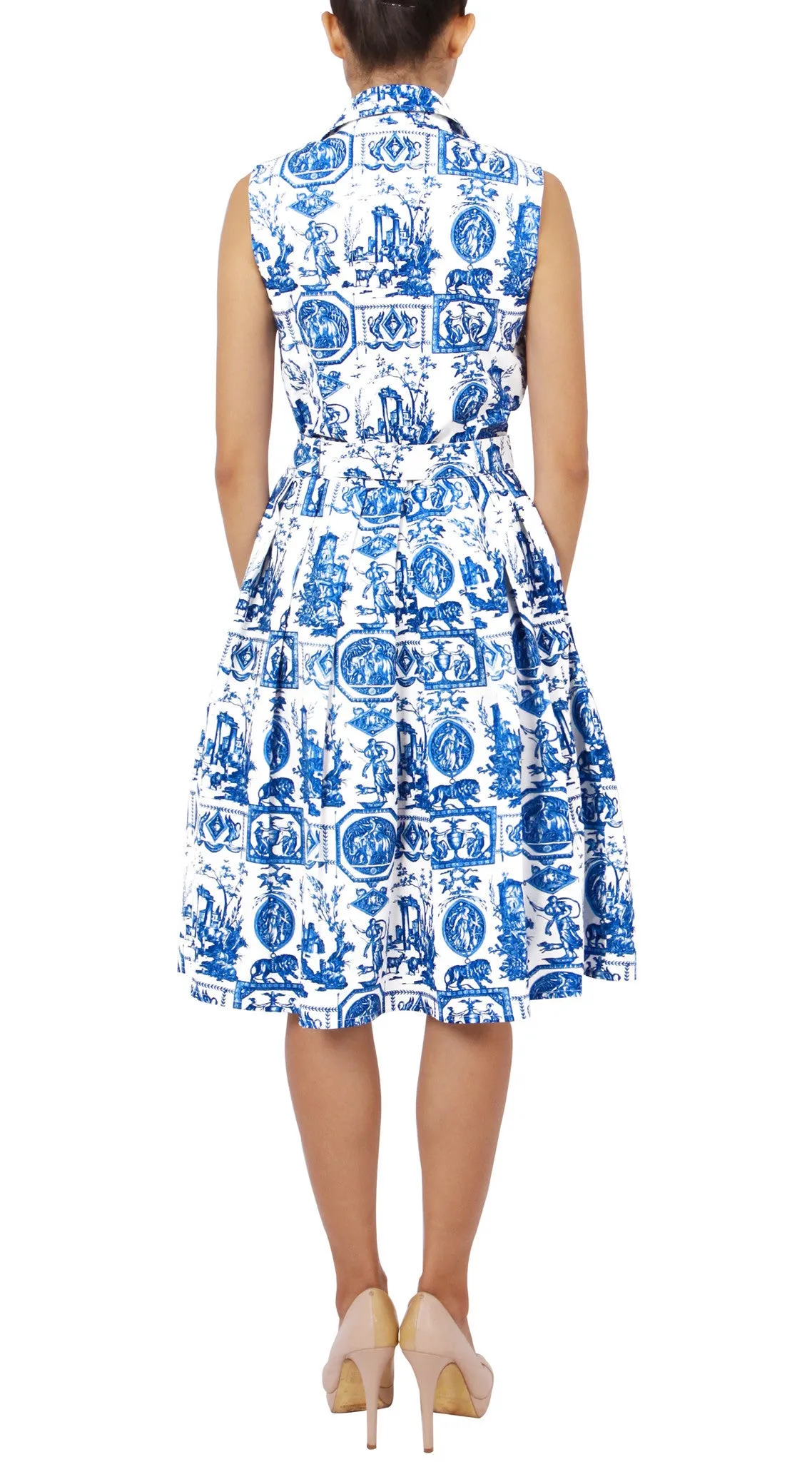 Audrey Dress Shirt Collar Sleeveless Regular Cotton Stretch (Toile du Jour)