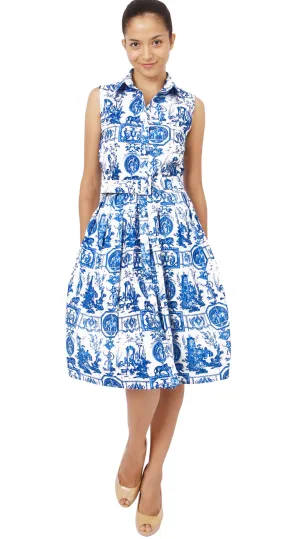 Audrey Dress Shirt Collar Sleeveless Regular Cotton Stretch (Toile du Jour)