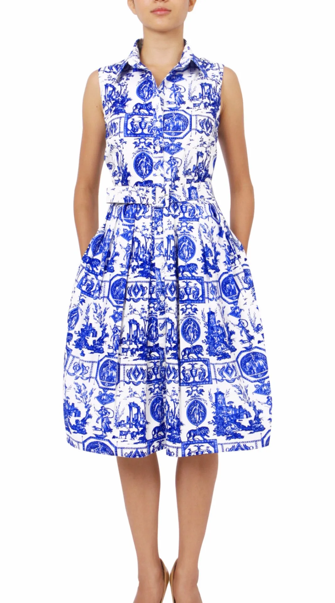 Audrey Dress Shirt Collar Sleeveless Regular Cotton Stretch (Toile du Jour)