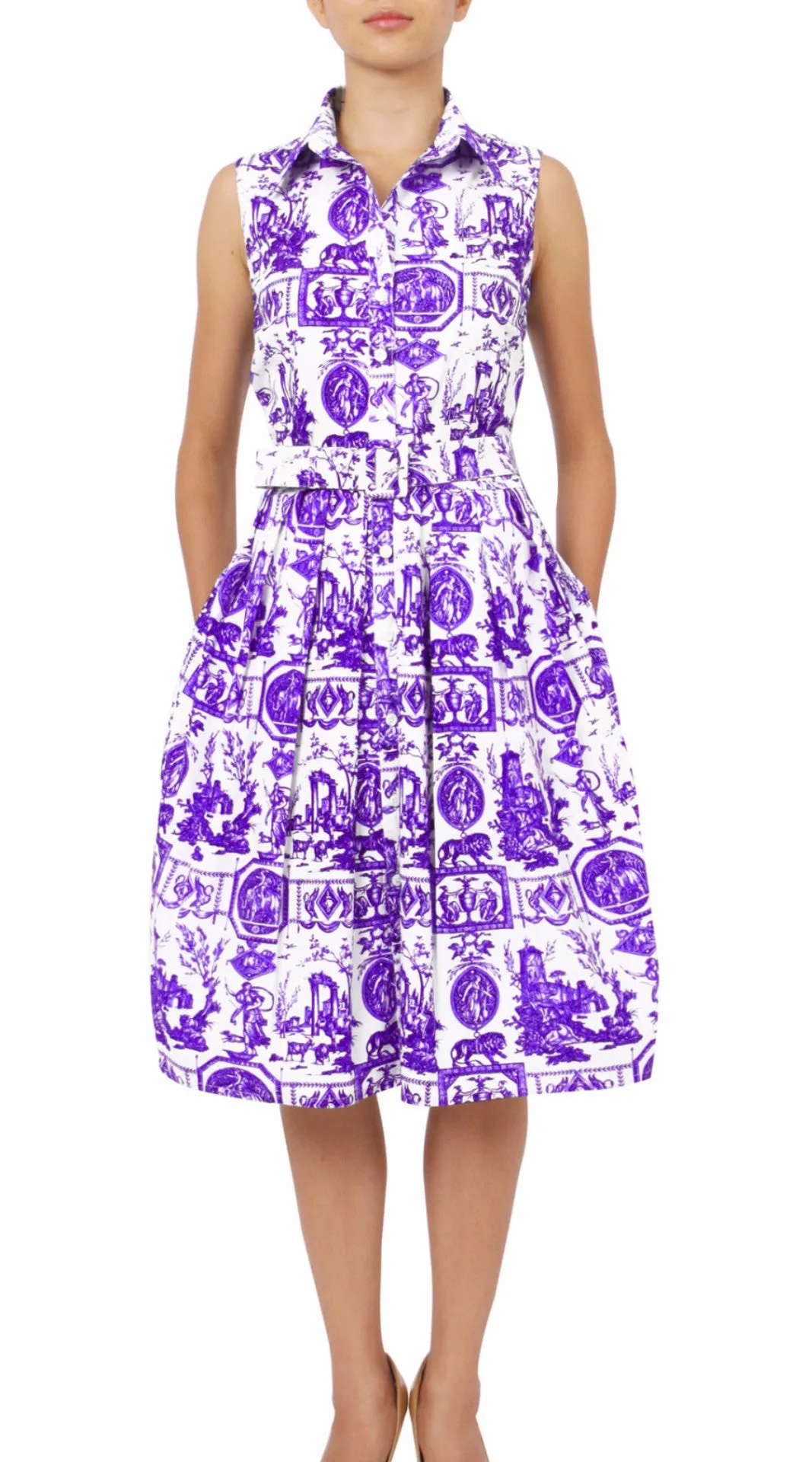 Audrey Dress Shirt Collar Sleeveless Regular Cotton Stretch (Toile du Jour)