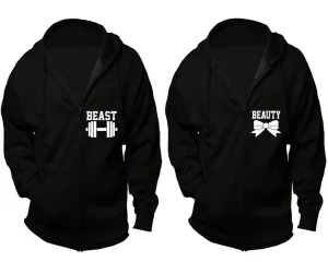 Beast & Beauty Couple Matching Zipper Hoodies – Unisex, Sold Separately in All Sizes, Stylish and Comfortable