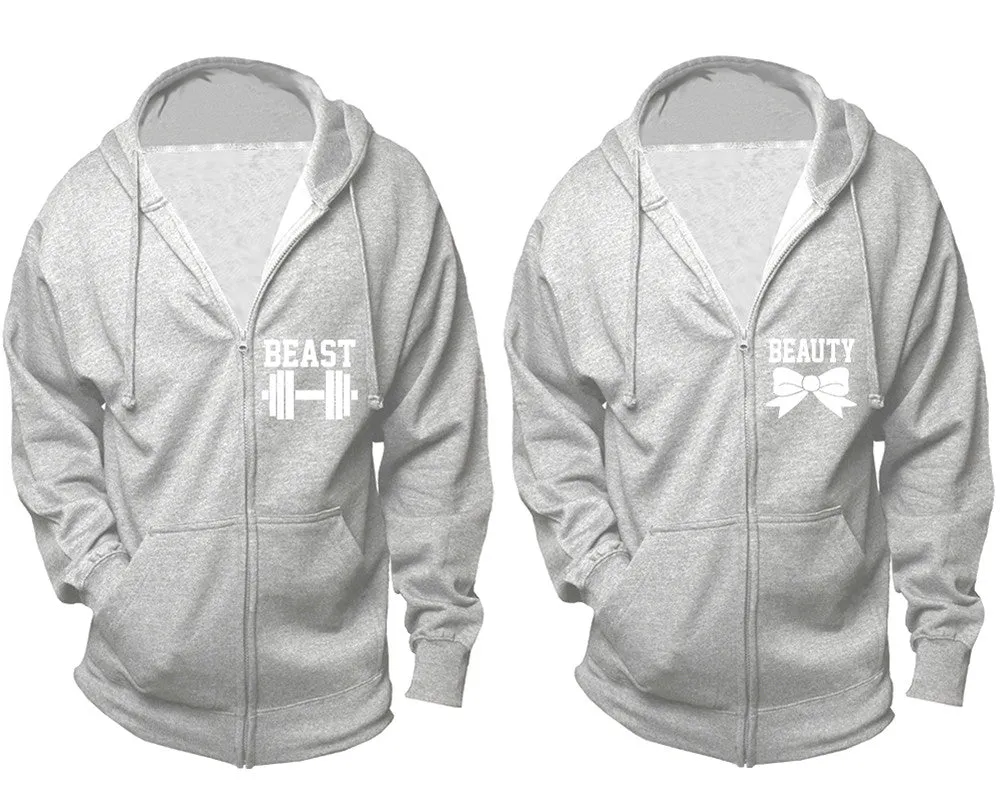 Beast & Beauty Couple Matching Zipper Hoodies – Unisex, Sold Separately in All Sizes, Stylish and Comfortable