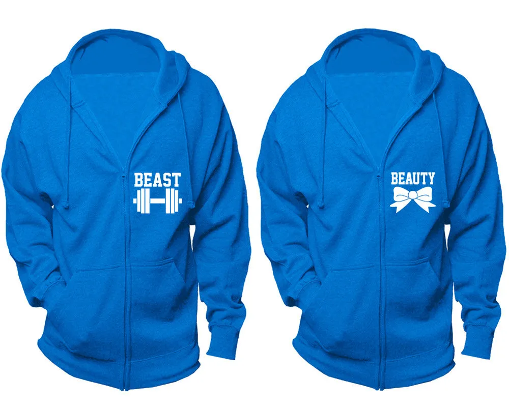 Beast & Beauty Couple Matching Zipper Hoodies – Unisex, Sold Separately in All Sizes, Stylish and Comfortable