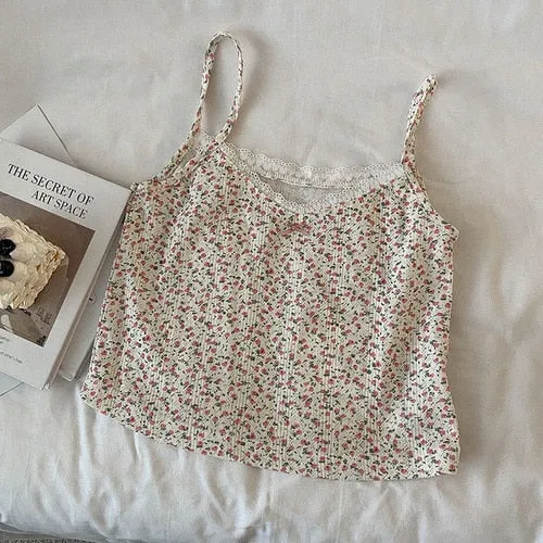 Camisole women's tops Summer short tops  new Vintage lace slim warm joker ladies bottoming cute tops for women Camis