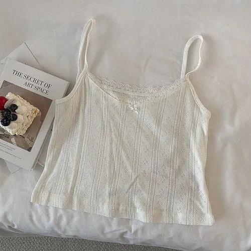 Camisole women's tops Summer short tops  new Vintage lace slim warm joker ladies bottoming cute tops for women Camis