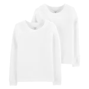 Carter's Little Boys' Long Sleeve 2-pack Cotton Undershirts (6/7, White)