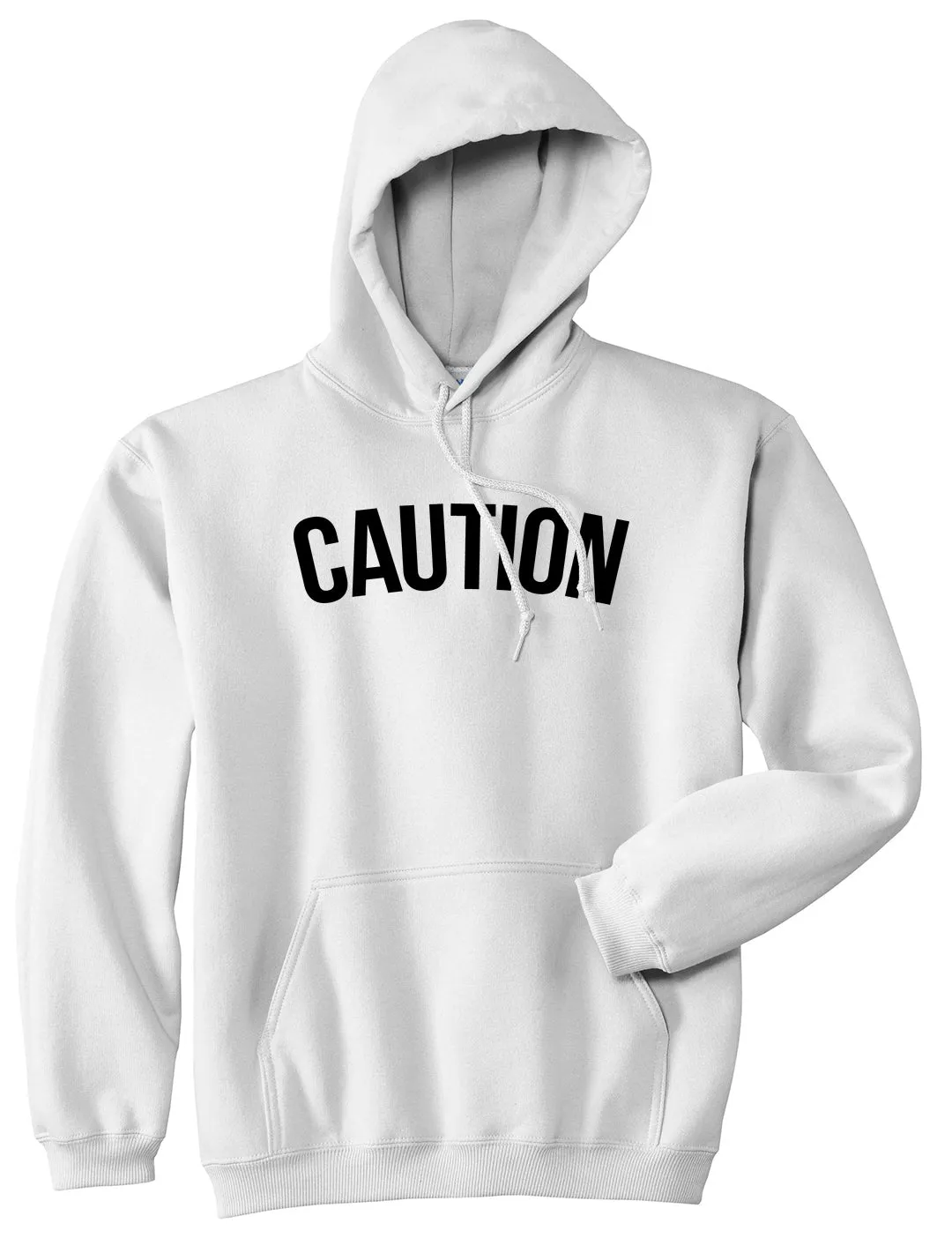 Caution Mens Pullover Hoodie