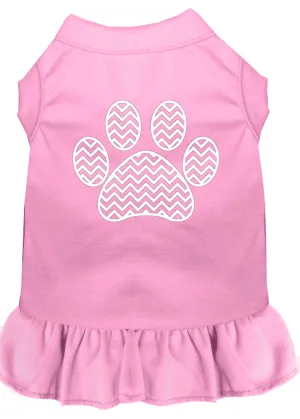 Chevron Paw Screen Print Dress Light Pink Xxl
