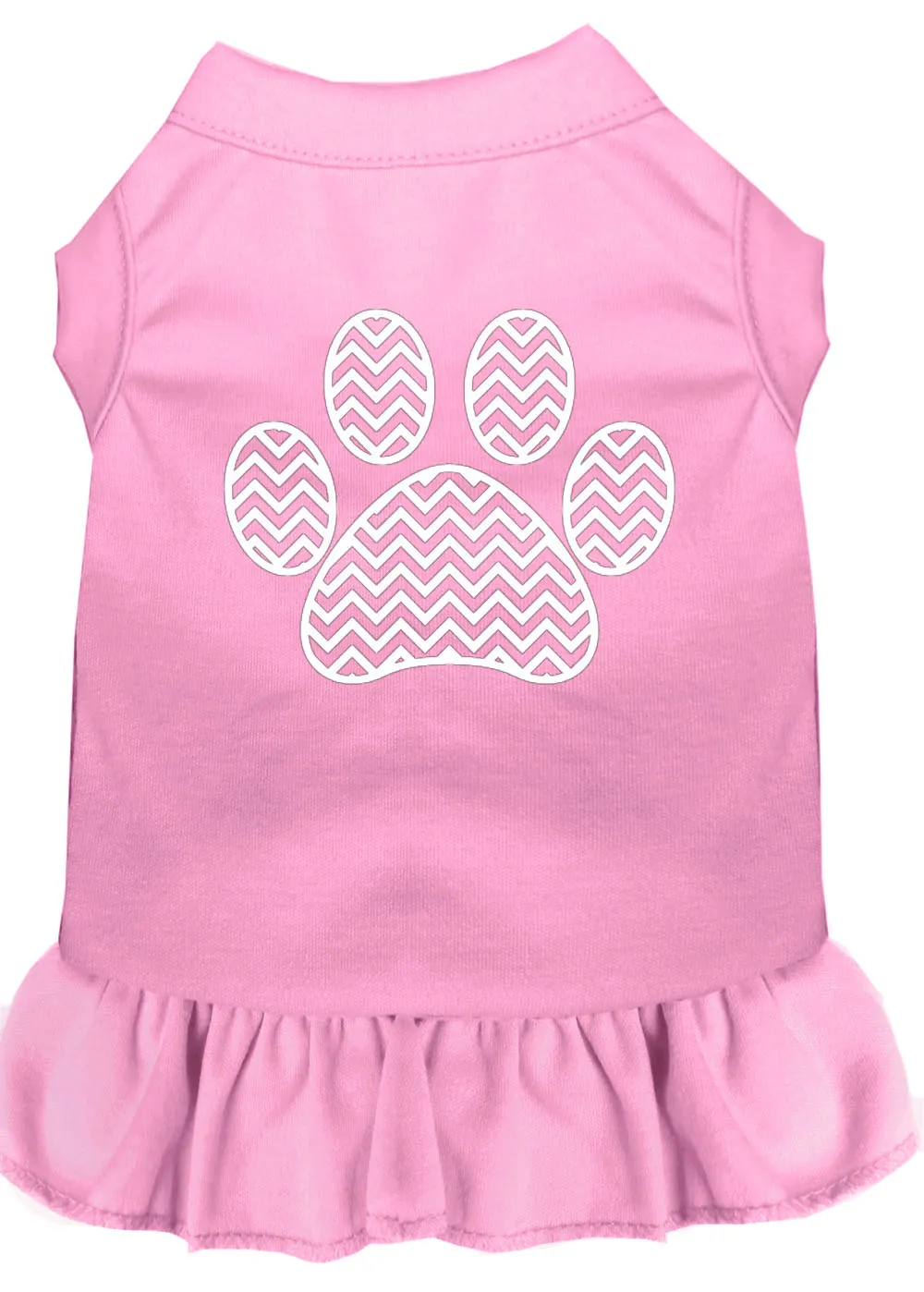 Chevron Paw Screen Print Dress Light Pink Xxl