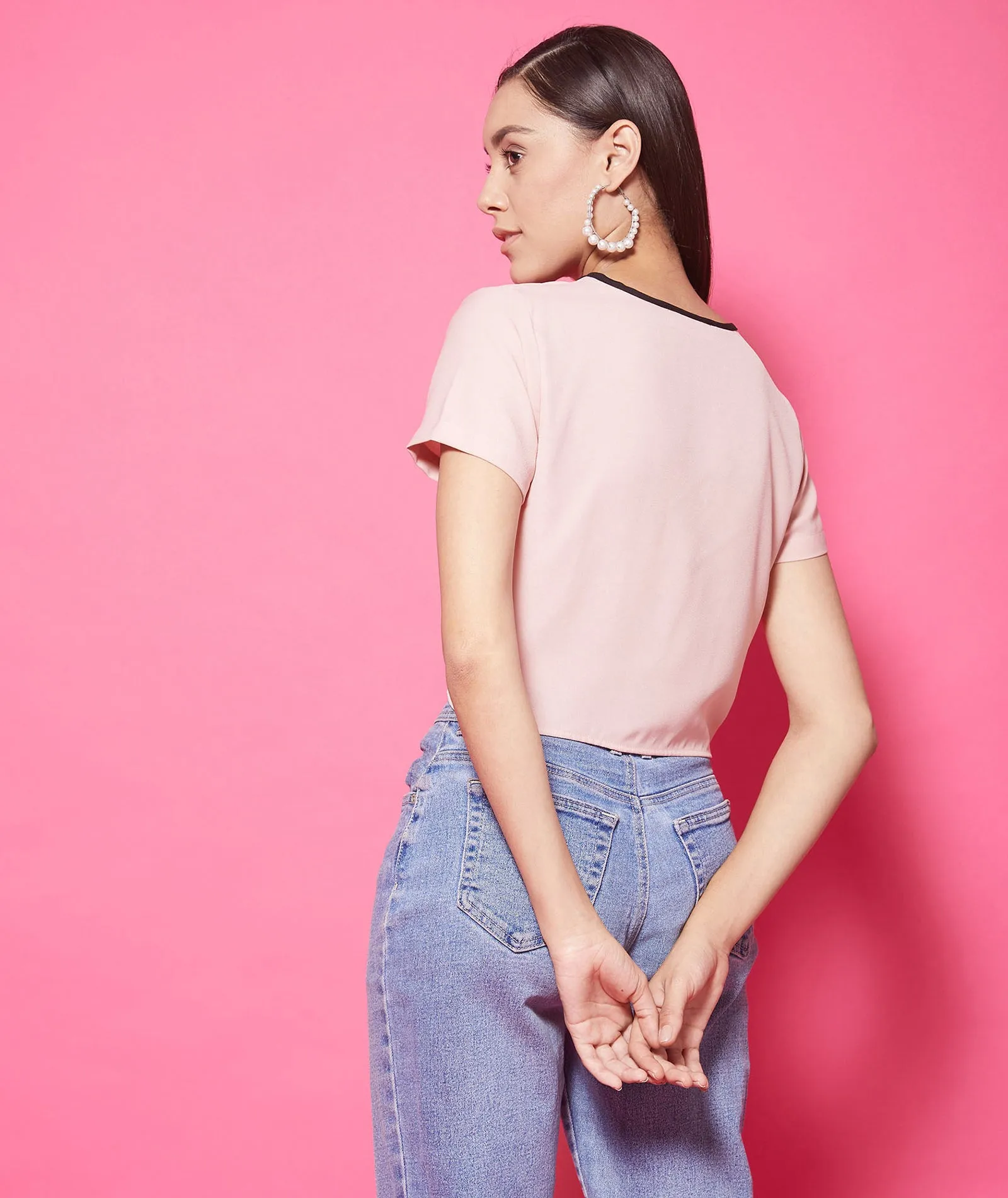 Chimpaaanzee Polyester Crop Tops - Pink
