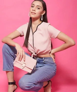 Chimpaaanzee Polyester Crop Tops - Pink