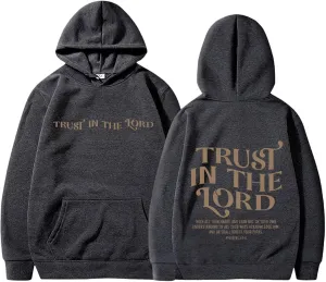 Christian Hoodies for Women Trust in The Lord Bible Verse Graphic Oversized Sweatshirts Casual Long Sleeve Hooded Pullover