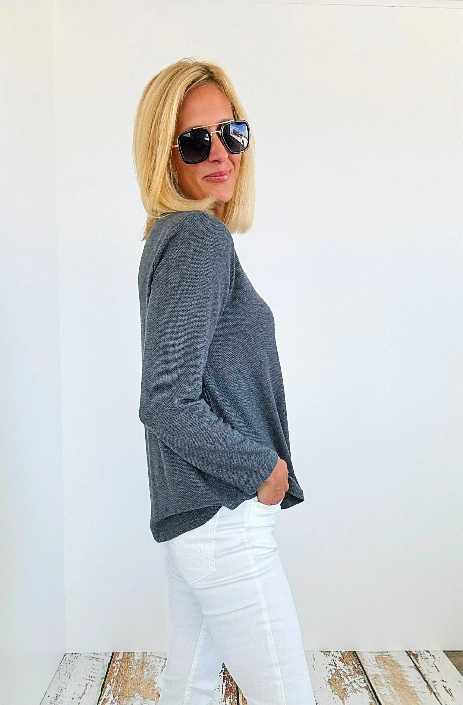 Contrast Lace Printed Italian Pullover