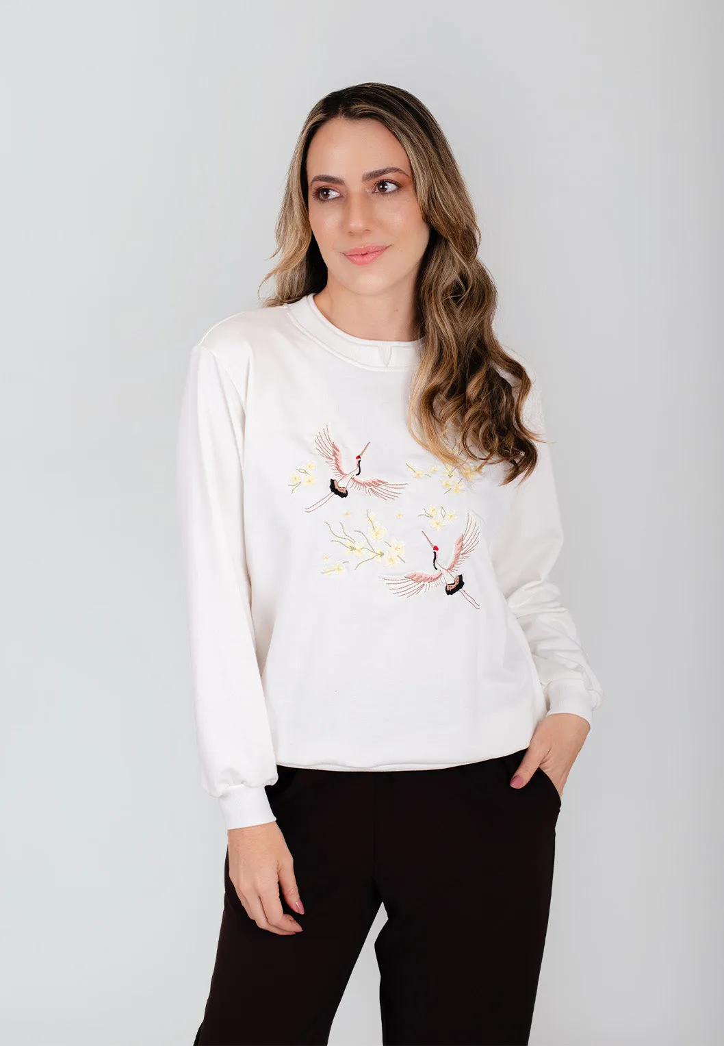 Cozy Embroidered Fleece Pullover