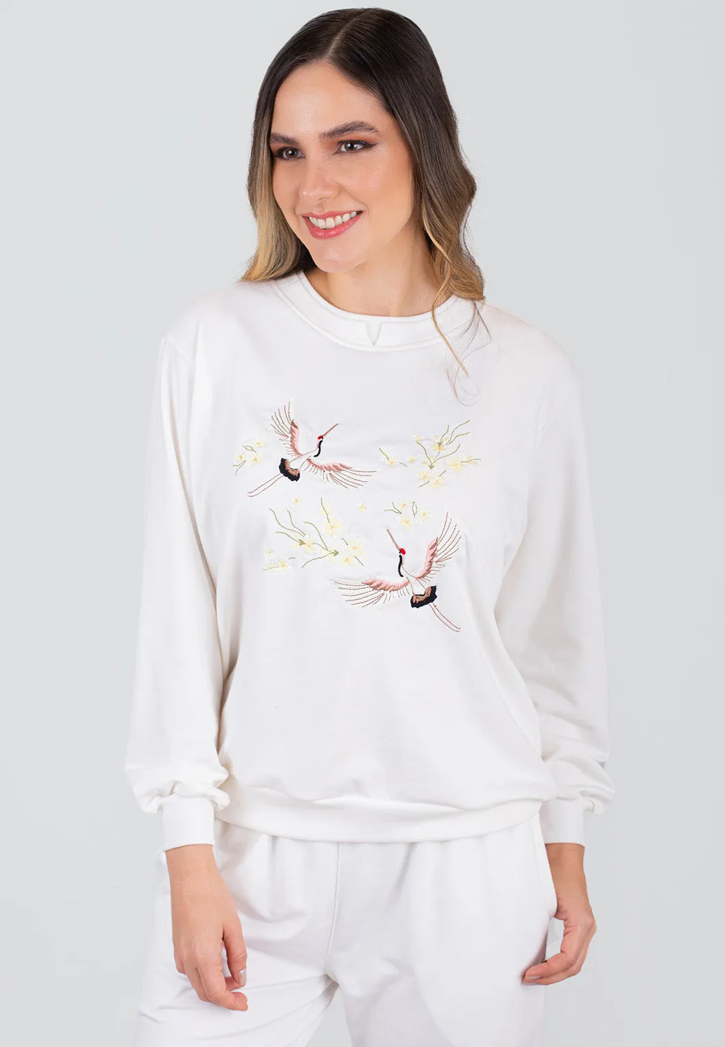 Cozy Embroidered Fleece Pullover