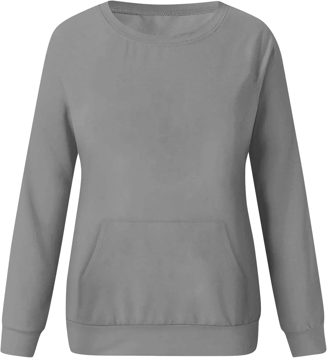 Crewneck Sweatshirts Women Fleece Sweatshirt with Pocket Long Sleeve Shirts Hoodies Pullover Cute Sweaters Tops