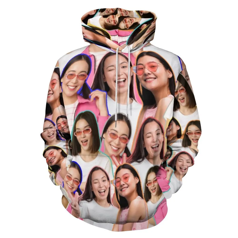 Custom Photo Outline Unisex Hoodie Personalized Photo Unisex Loose Pullover Hoodie