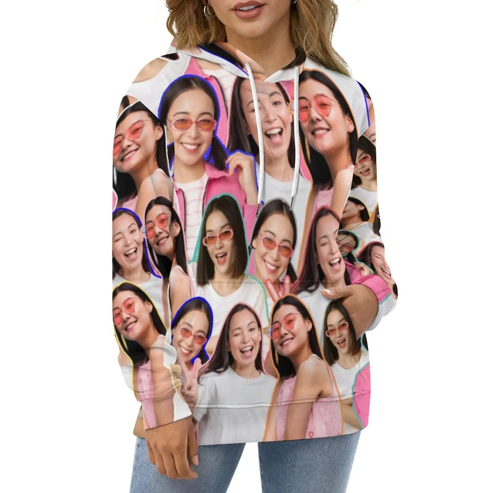 Custom Photo Outline Unisex Hoodie Personalized Photo Unisex Loose Pullover Hoodie