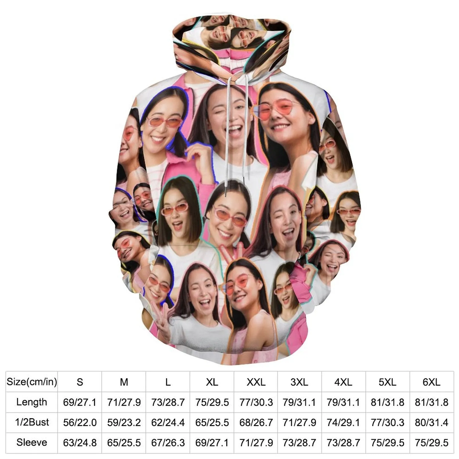 Custom Photo Outline Unisex Hoodie Personalized Photo Unisex Loose Pullover Hoodie