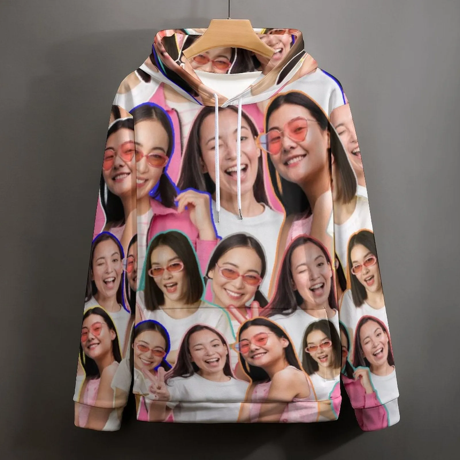 Custom Photo Outline Unisex Hoodie Personalized Photo Unisex Loose Pullover Hoodie