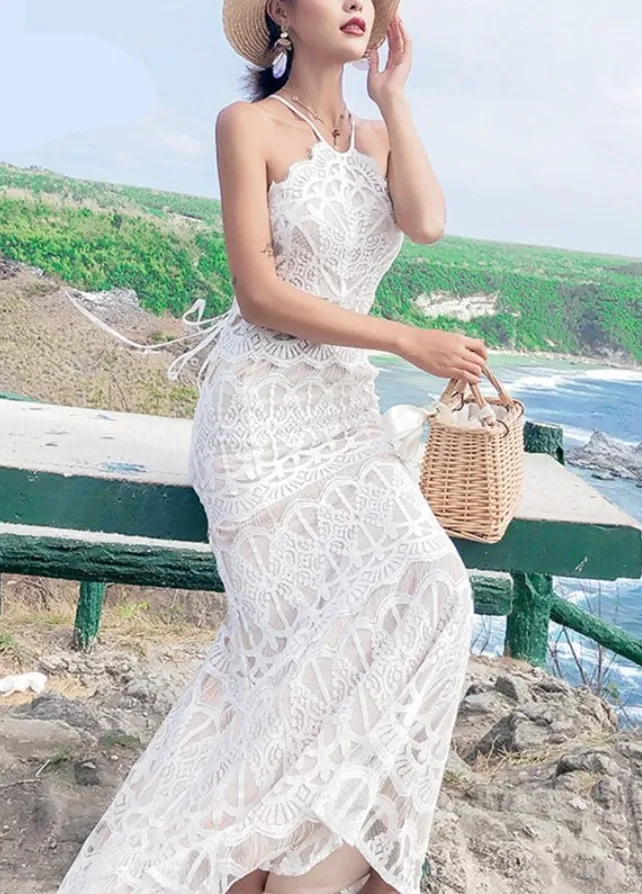 Elegant Backless Lace Sundress