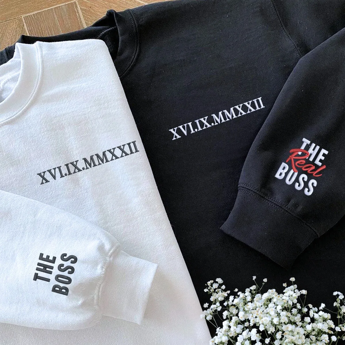 Embroidered The Boss & The Real Boss Matching Hoodie or Sweatshirt