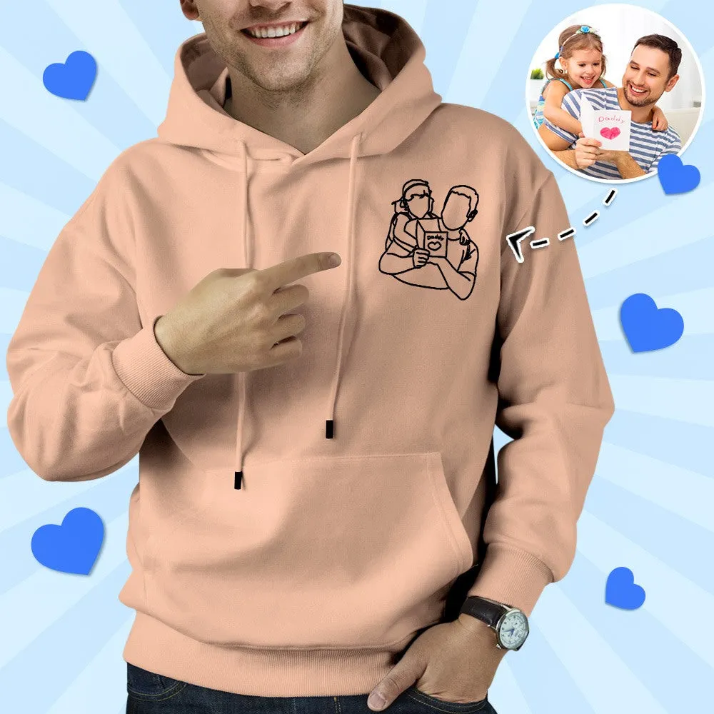 Father's Day Gifts Custom Embroidered Custom Photo Hoodie Pocket Outline Photo Sweatshirt Gifts for Dad