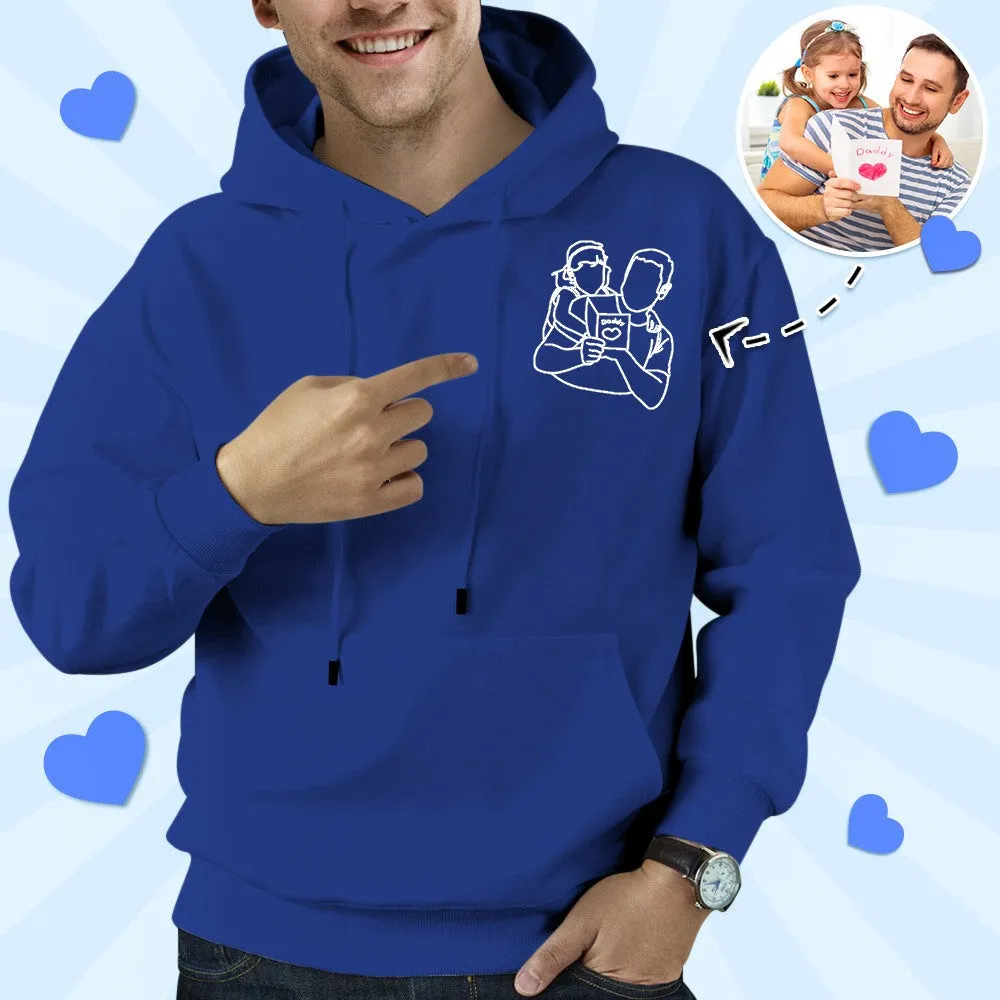 Father's Day Gifts Custom Embroidered Custom Photo Hoodie Pocket Outline Photo Sweatshirt Gifts for Dad