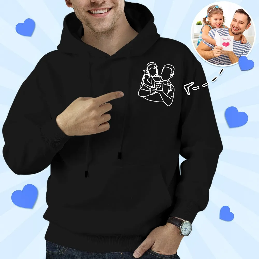 Father's Day Gifts Custom Embroidered Custom Photo Hoodie Pocket Outline Photo Sweatshirt Gifts for Dad