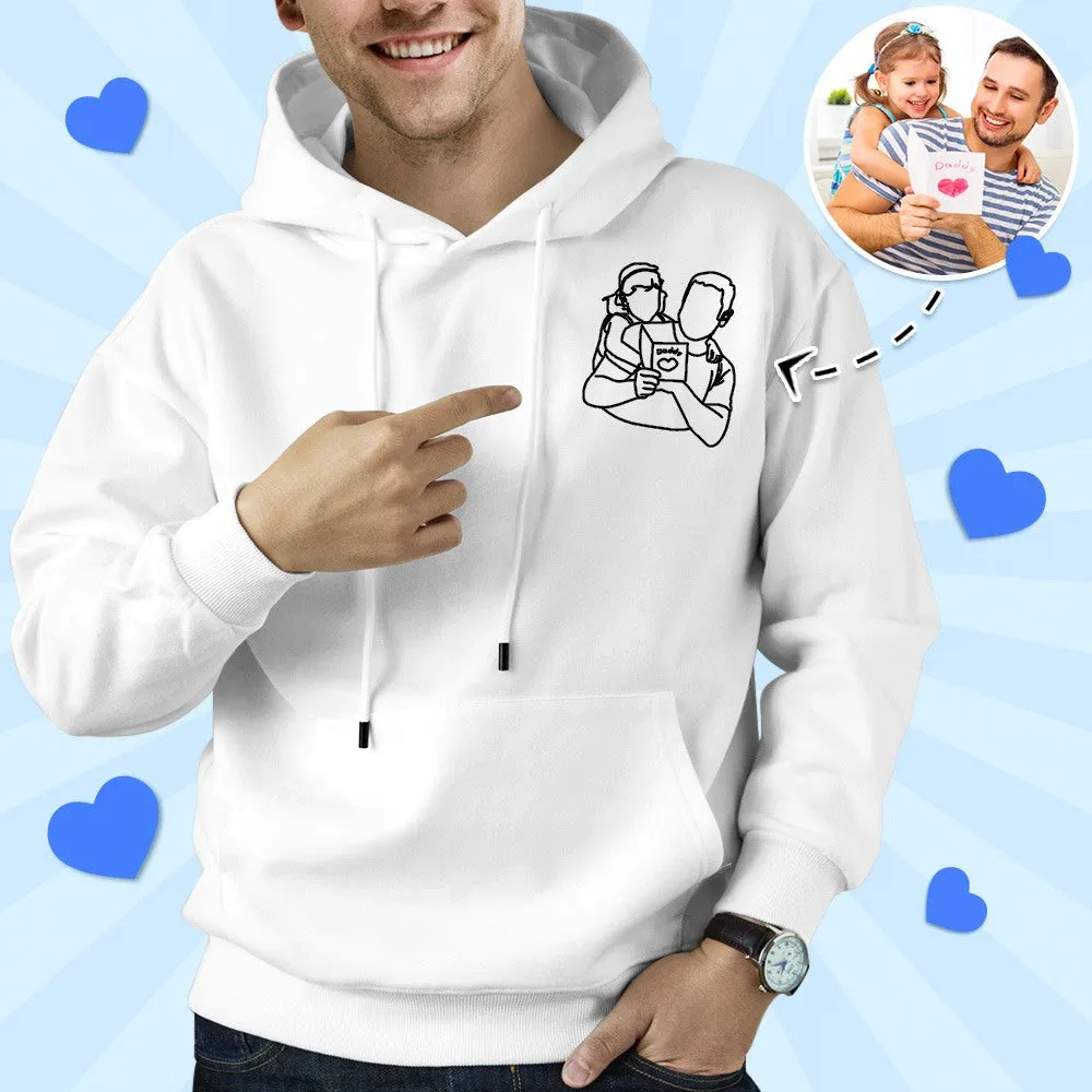 Father's Day Gifts Custom Embroidered Custom Photo Hoodie Pocket Outline Photo Sweatshirt Gifts for Dad