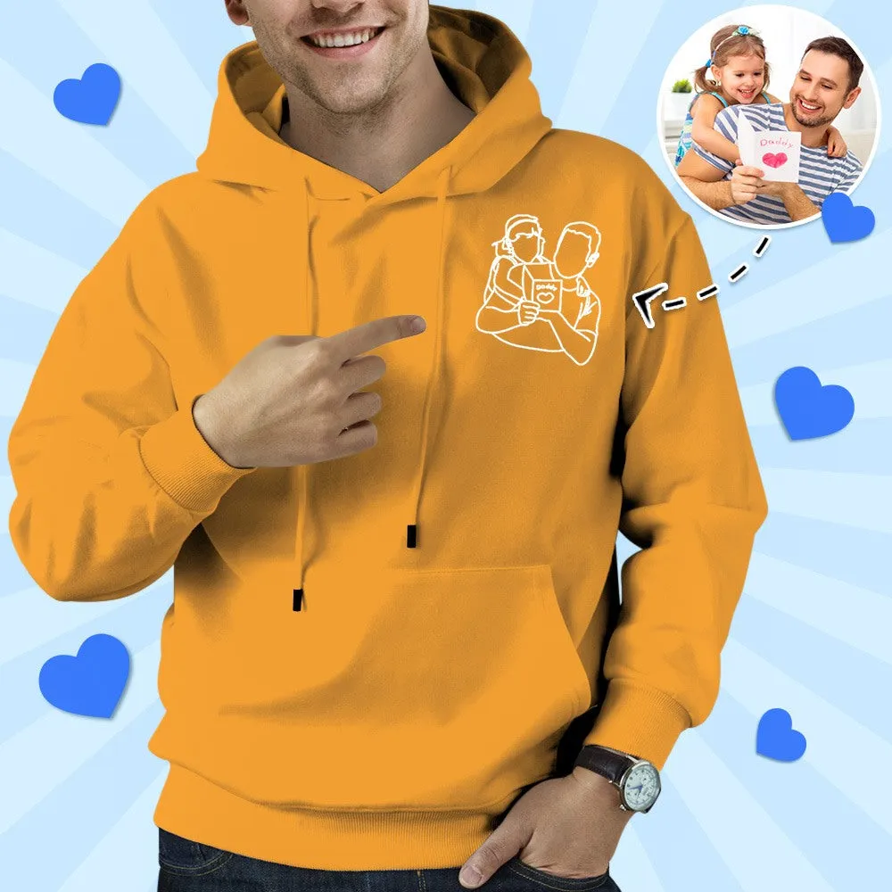 Father's Day Gifts Custom Embroidered Custom Photo Hoodie Pocket Outline Photo Sweatshirt Gifts for Dad