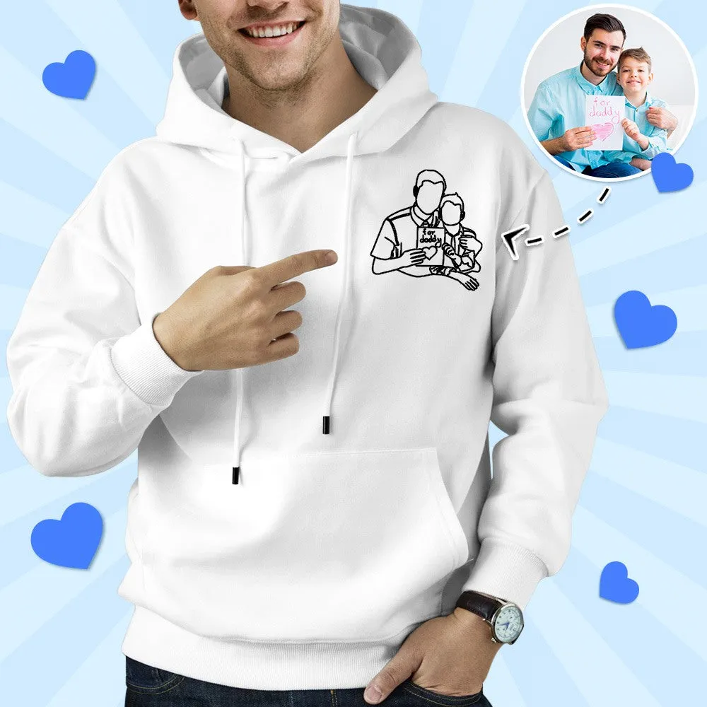 Father's Day Gifts Custom Photo Hoodie Outline Photo Sweatshirt Embroidered Gifts for Dad