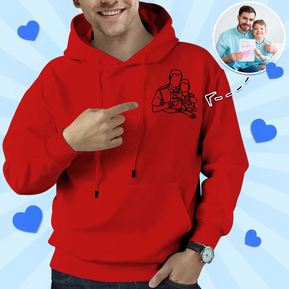 Father's Day Gifts Custom Photo Hoodie Outline Photo Sweatshirt Embroidered Gifts for Dad