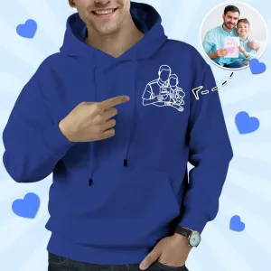 Father's Day Gifts Custom Photo Hoodie Outline Photo Sweatshirt Embroidered Gifts for Dad