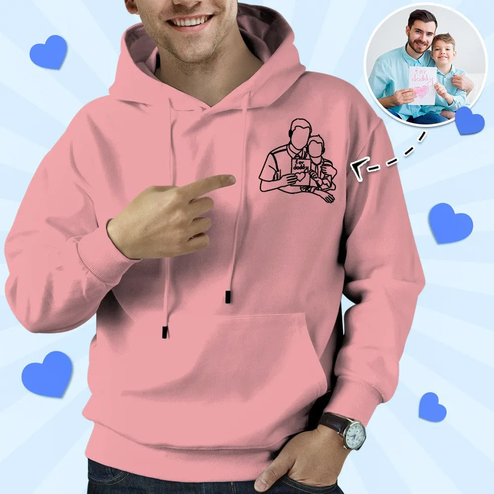 Father's Day Gifts Custom Photo Hoodie Outline Photo Sweatshirt Embroidered Gifts for Dad