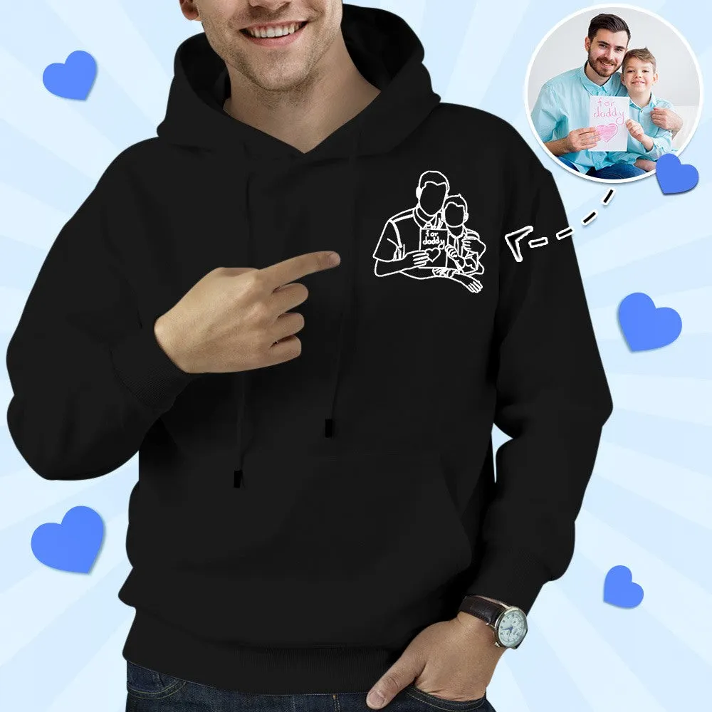 Father's Day Gifts Custom Photo Hoodie Outline Photo Sweatshirt Embroidered Gifts for Dad