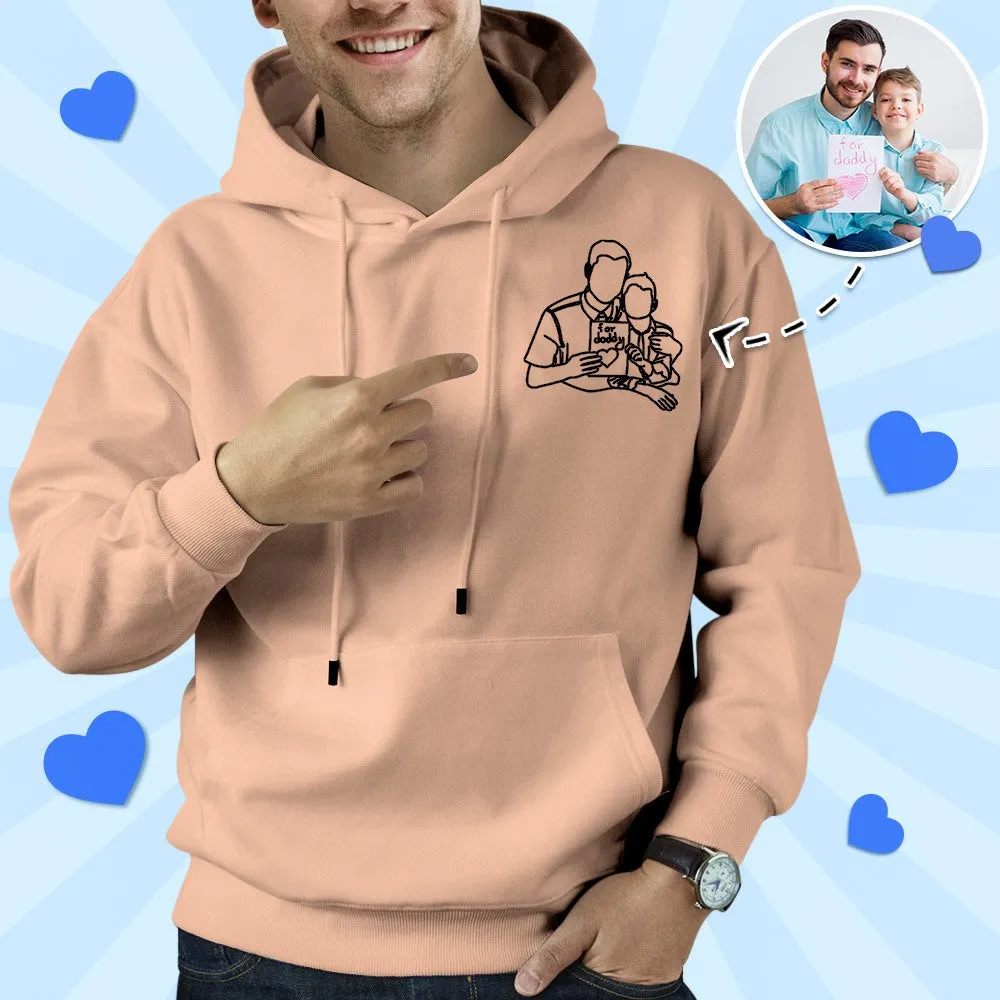 Father's Day Gifts Custom Photo Hoodie Outline Photo Sweatshirt Embroidered Gifts for Dad