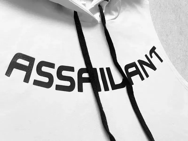 Fitness Running Basketball Sport Tank Top Men Hooded Drawstring Printed Letter Loose Casual Sleeveless Quick Dry Breathable Vest
