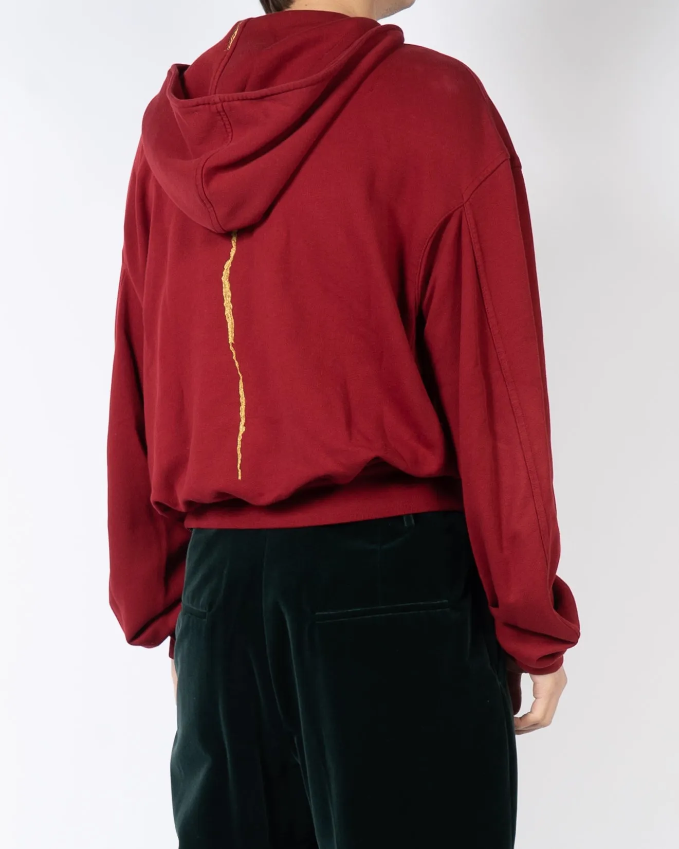 FW17 Red Embroidered Zip Up Hoodie