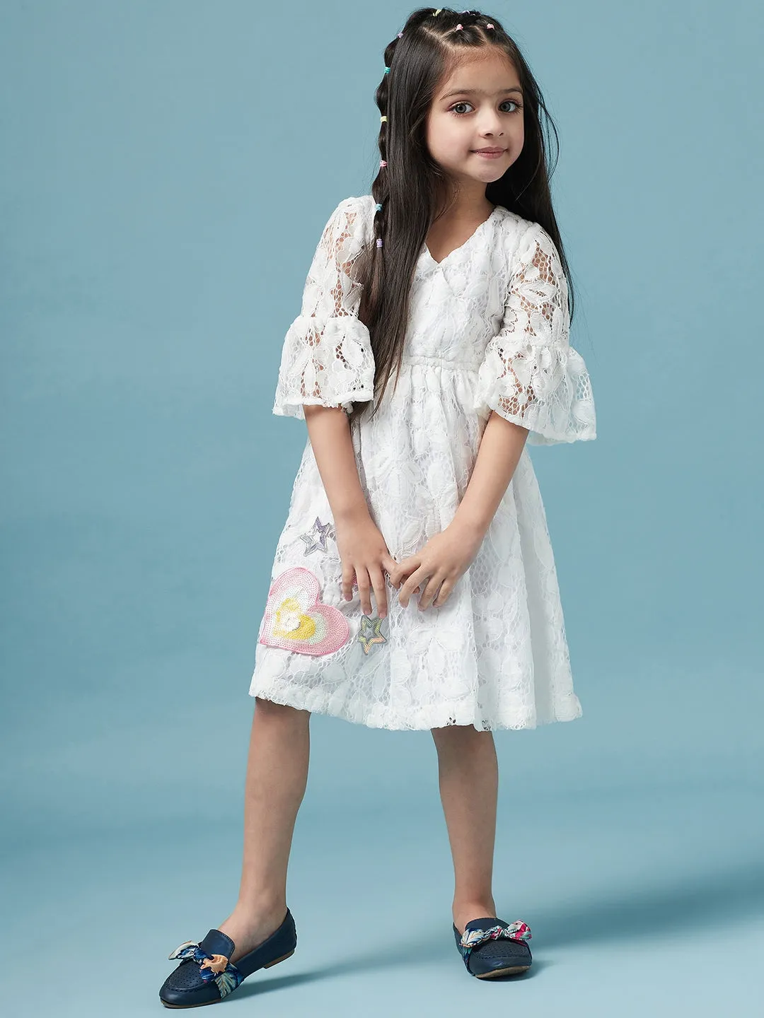 Girls Floral Lace Dress