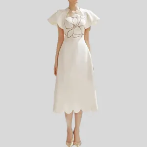 High-quality rose mesh stitching embossed elegant dress