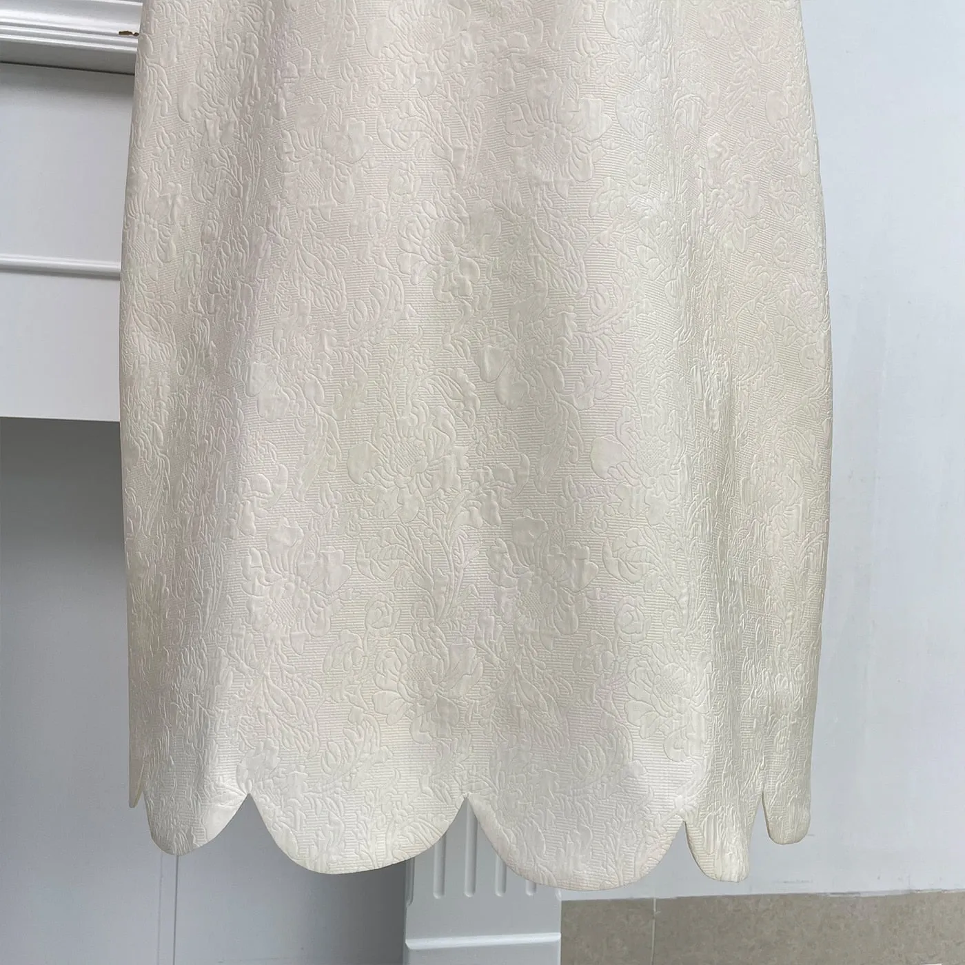 High-quality rose mesh stitching embossed elegant dress