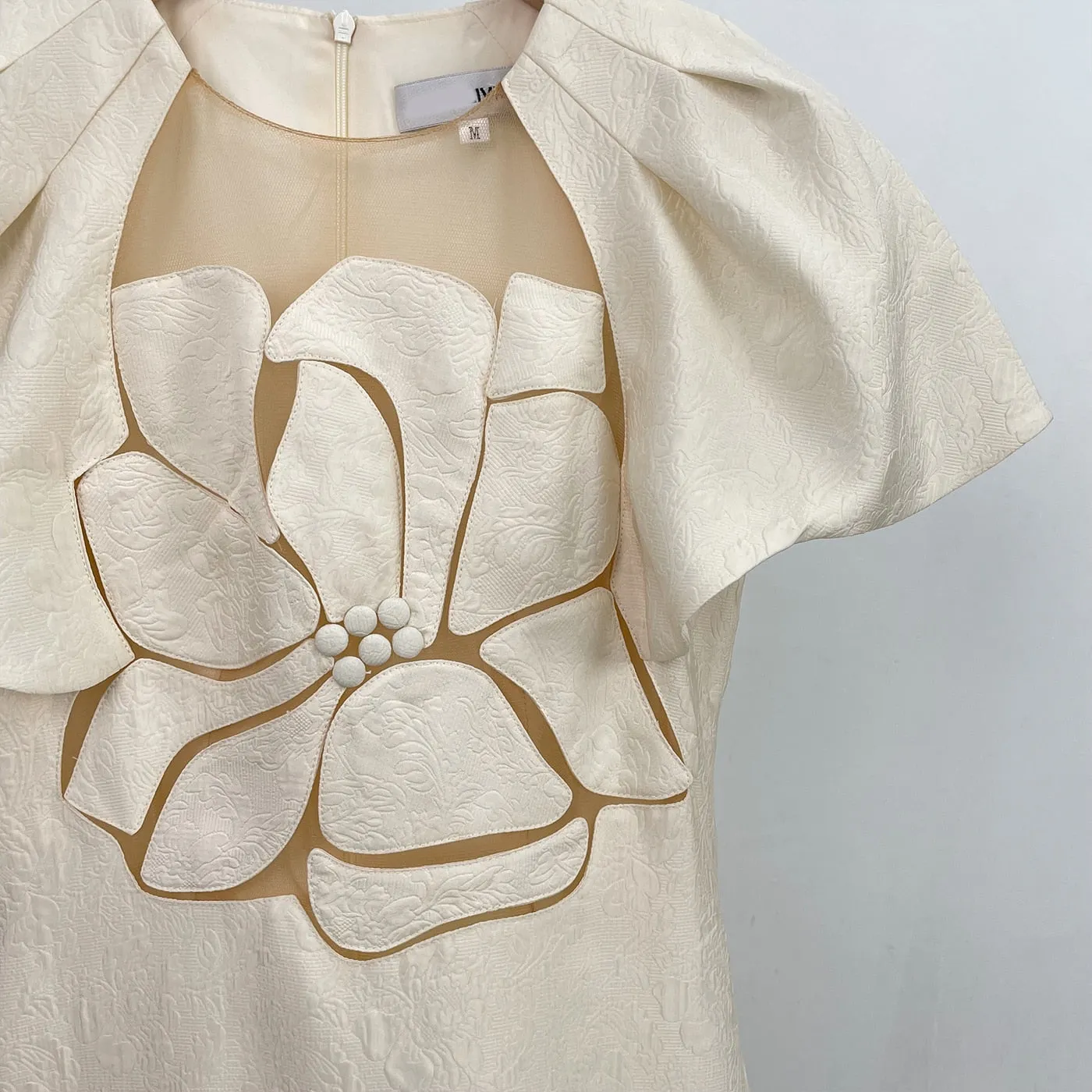 High-quality rose mesh stitching embossed elegant dress