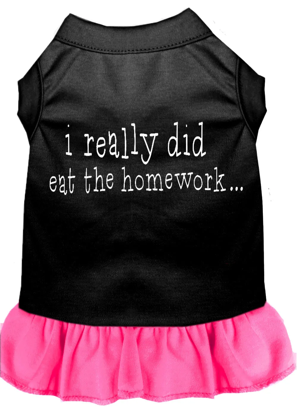 I Really Did Eat The Homework Screen Print Dress Black With Bright Pink Med